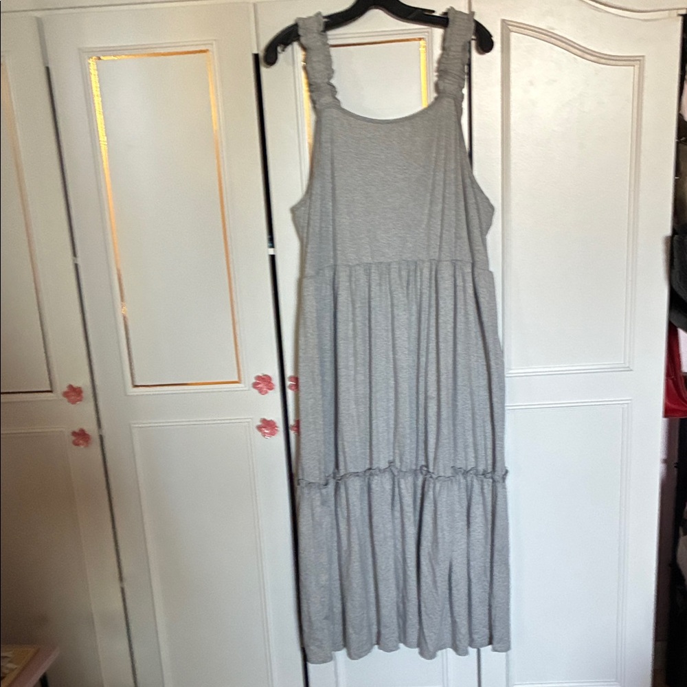 Gray Sleeveless Tiered Dress